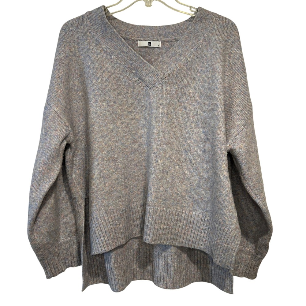 Fifty Percent V-Neck Oversized Hi-Low Knit Sweater‎ Wool Blend Soft S